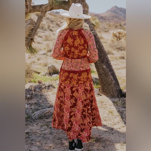 Free People Tilda Wrap Dress Maxi Medium Cottagecore Prairie Dress - Picture 4 of 13